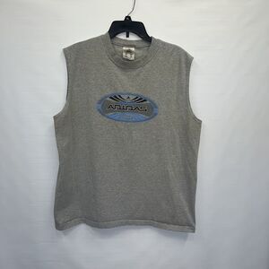 Adidas Shirt Mens Extra Large Gray Cotton Blend Sleeveless Activewear Logo